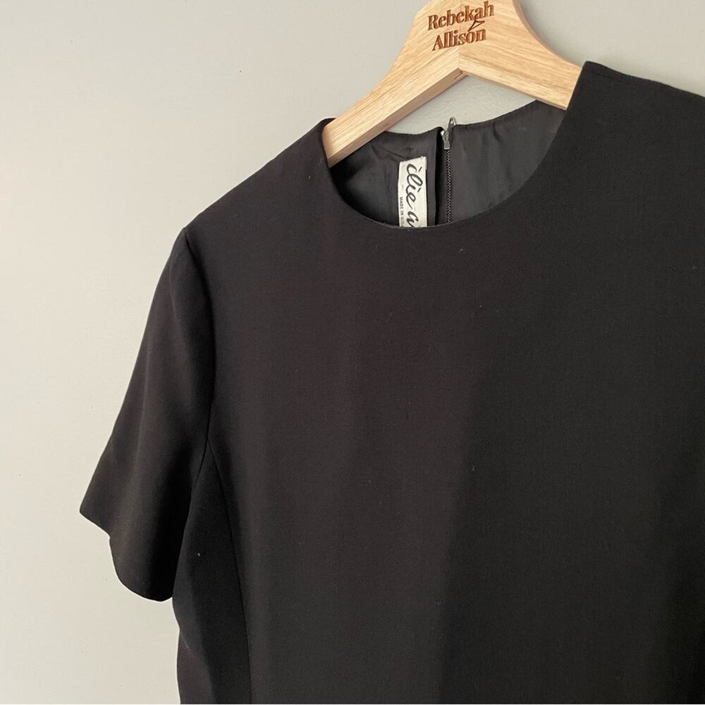 VTG Ilie Wacs Saks Fifth 1960s Classic Black Short Sleeve Dress SIZE 6 USA Made - Picture 8 of 12